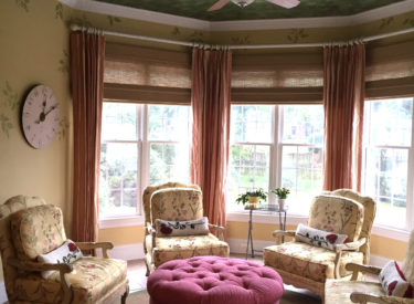 Faux finish sunroom ceiling with custom wall stenciling