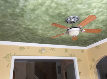 Faux finish ceiling, custom stenciling and metallic foil