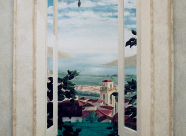 Trompe l’oeil mural with Tuscany view