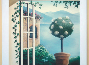 Trompe l’oeil mural of Sienna view