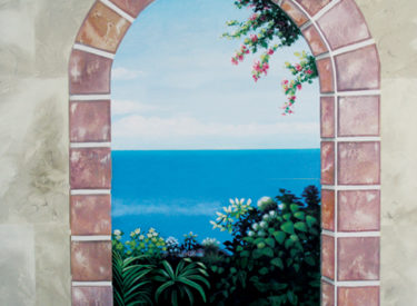 Family room trompe l’oeil mural