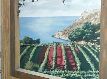 Wine cellar trompe l’oeil mural
