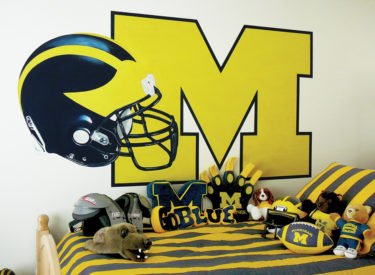 Trompe l’oeil University of Michigan bedroom mural. This is NOT a FatHead decal.