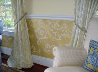 Elegant living room custom stencil