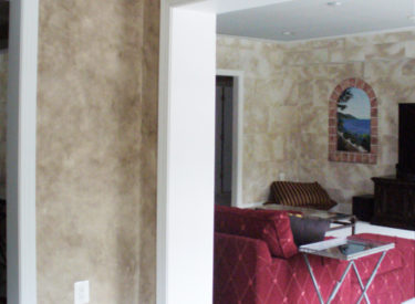 Olde-world drift with stone block faux finish