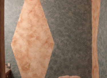 Guest bath in bold geometric faux finish