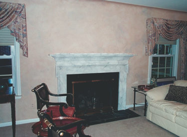 Olde-world faux finish and faux marbled fireplace