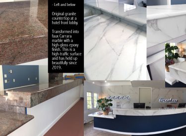 Granite to marble countertop transformation